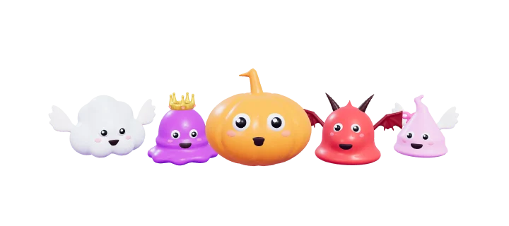 Steal a Blob blobs: Cloud Puff, King Wobble, Pumpkin Puff, Dragon Drip, Fairy Fizz